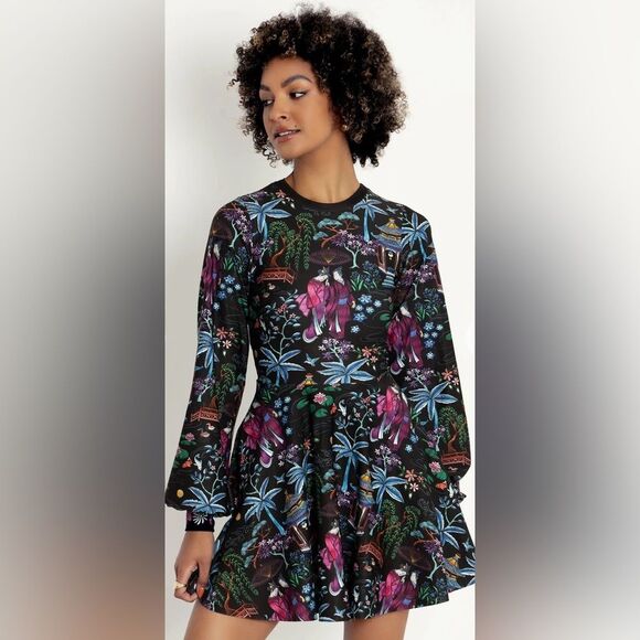 BlackMilk Nihon Shishu Bishop Skater Dress XS NWT Japan Print Whimsical - Picture 3 of 9